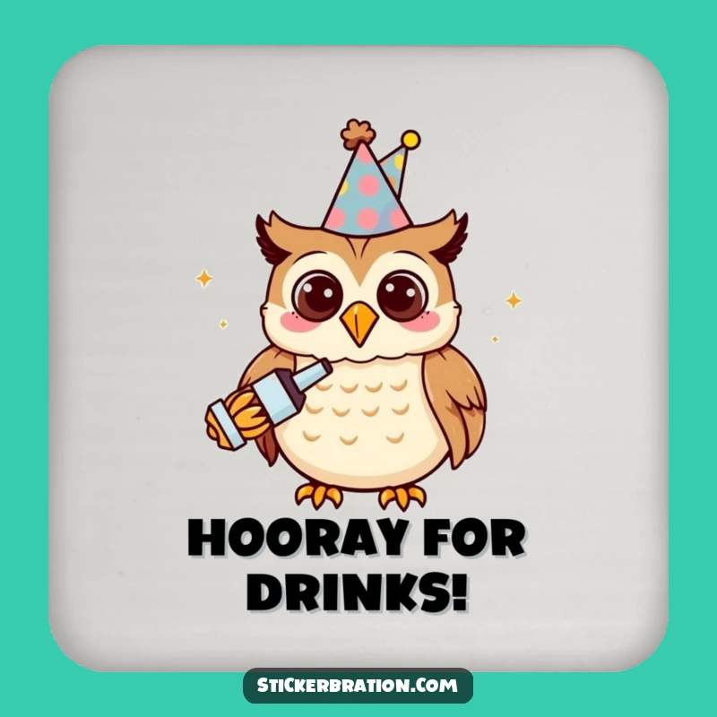 Funny Owl Party Coaster: Protect Surfaces with Festive Flair!