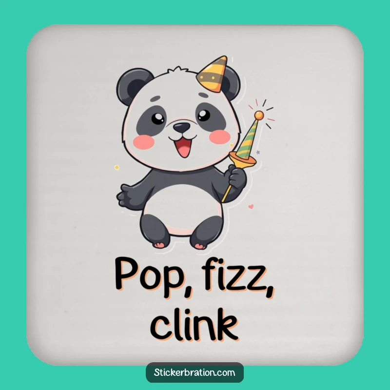 Funny Panda Party Popper Drink Coaster: Protect Surfaces with Festive Fun