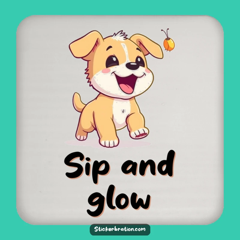 Funny Puppy Firefly Coaster - Protect Surfaces with Canine Charm, Cute Gift!