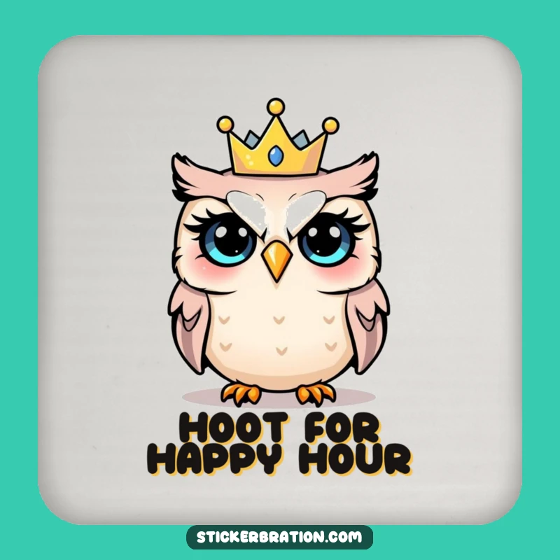 Funny Shocked Owl Party Coaster: Protect Surfaces with Festive Surprise