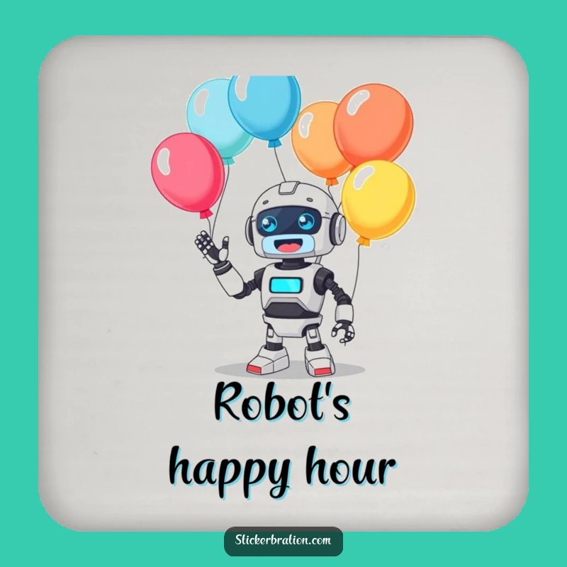 Funny Beep Robot Juggling Balloons Coaster - Cute & Hilarious Table Protector Gift