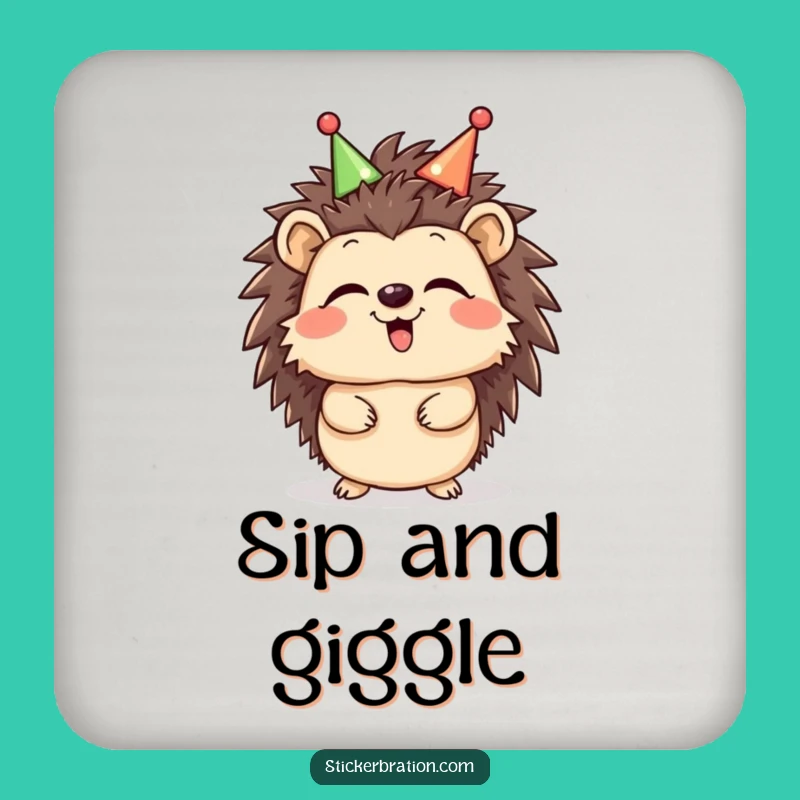 Funny Hedgehog Giggle Coaster - Cheerful Headband Surface Protection, Perfect Funny Gift!