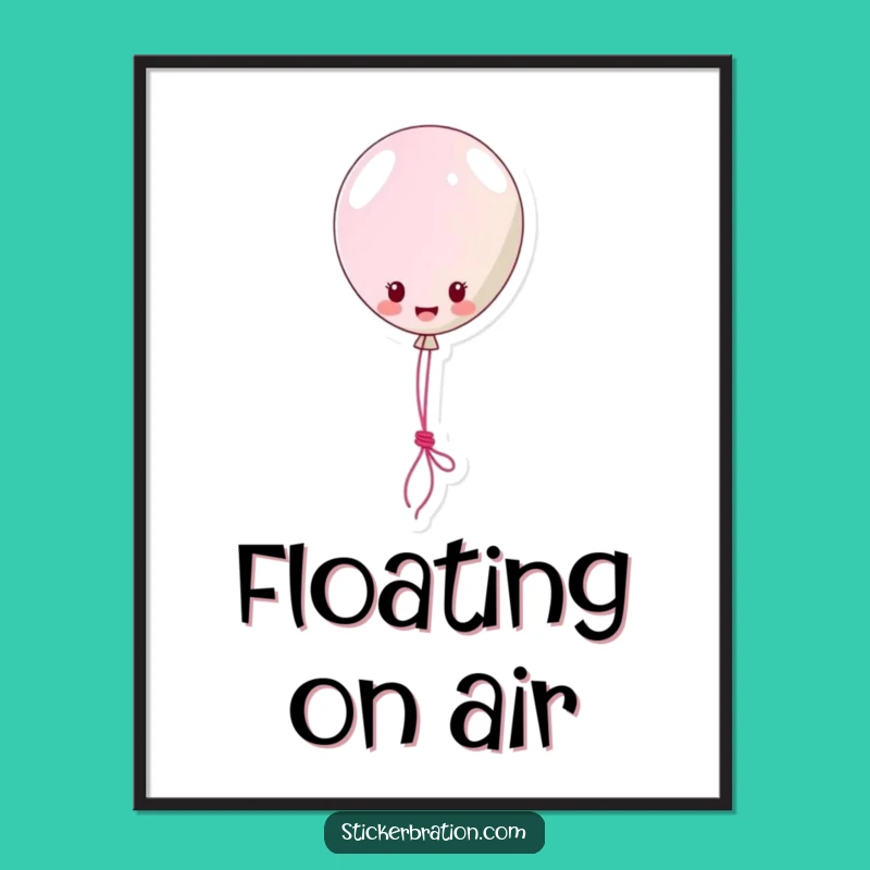 Funny Balloon Sticker Poster: Joyful Floating Character Lassoing Fun, Vibrant Humorous Wall Art