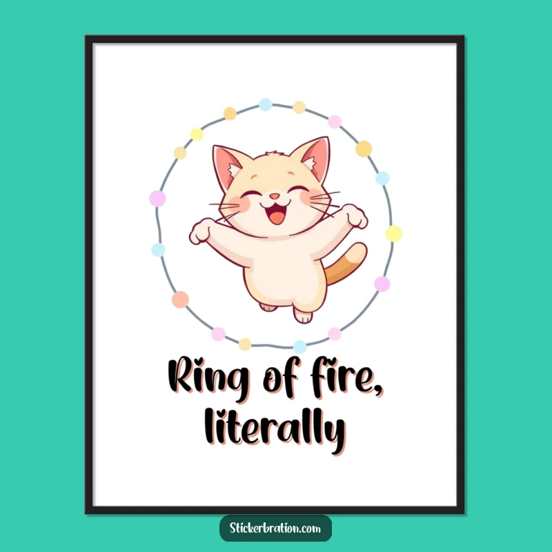 Funny Cat Hoop Lights Poster - Hilarious Feline Wall Art Gift