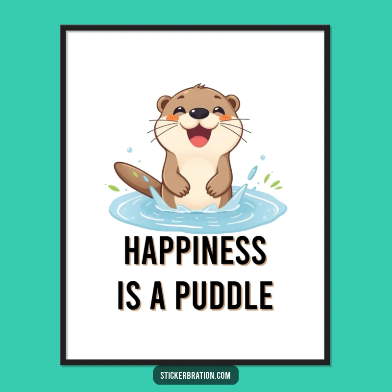 Funny Otter Splashing Poster: Decorate with Pure, Delightful Joy