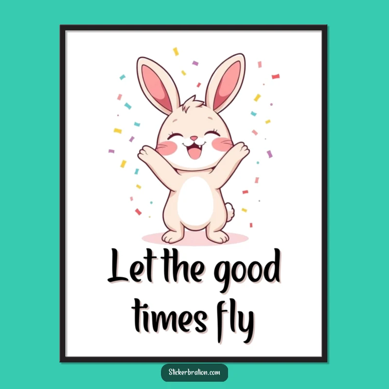 Funny Bunny Confetti Poster: Brighten Your Walls with Hilarious Party Vibes