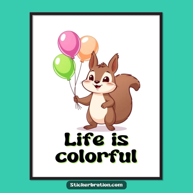 Funny Squirrel Juggling Poster: Mischievous Character Art, Hilarious Gift!