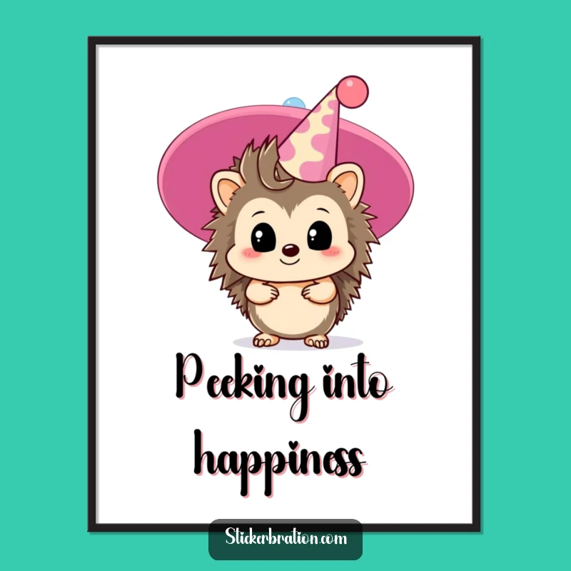 Funny Hedgehog Shy Party Poster: Decorate with Subtle, Humorous Art