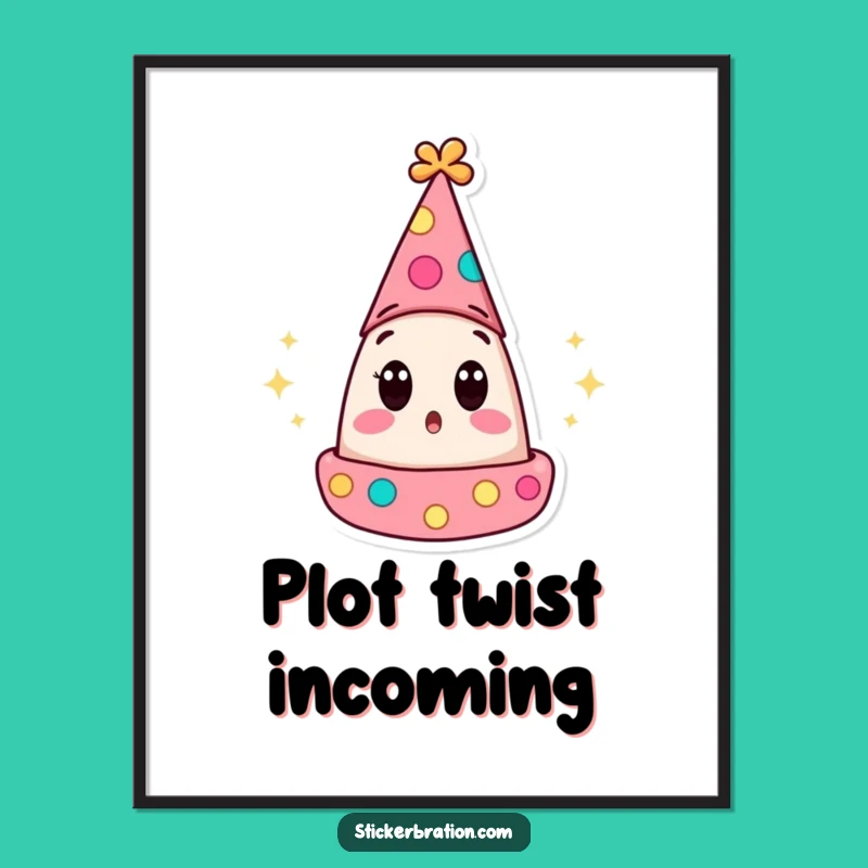 Funny Surprised Party Hat Poster: Decorate with Shocking Joy and Humorous Art