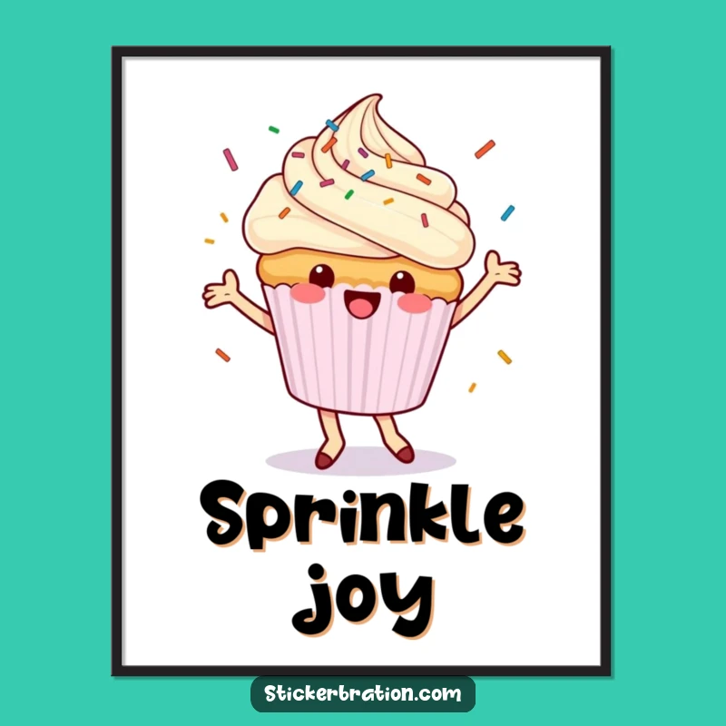 Funny Dancing Cupcake Poster: Sweeten Your Walls with Joyful Art