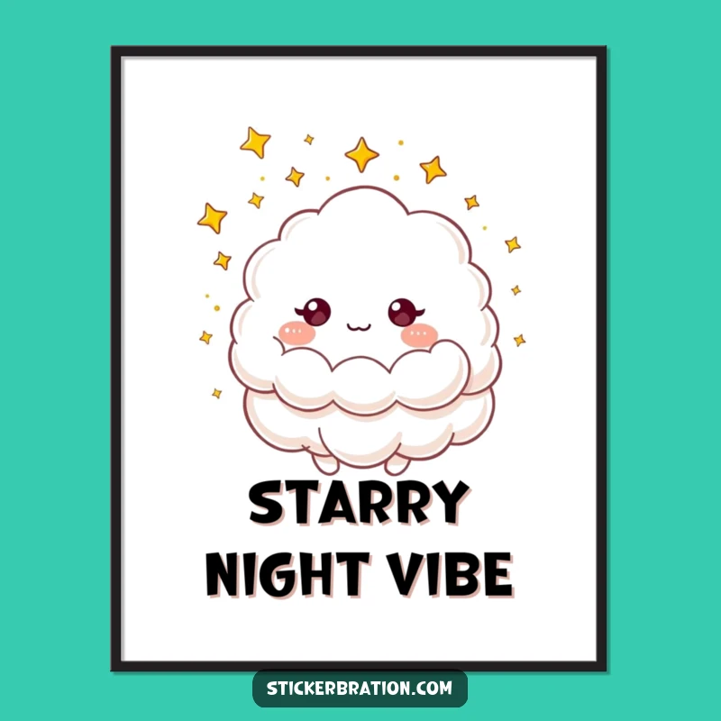 Funny Cloud Stars Poster: Decorate with Magic and Celestial Charm
