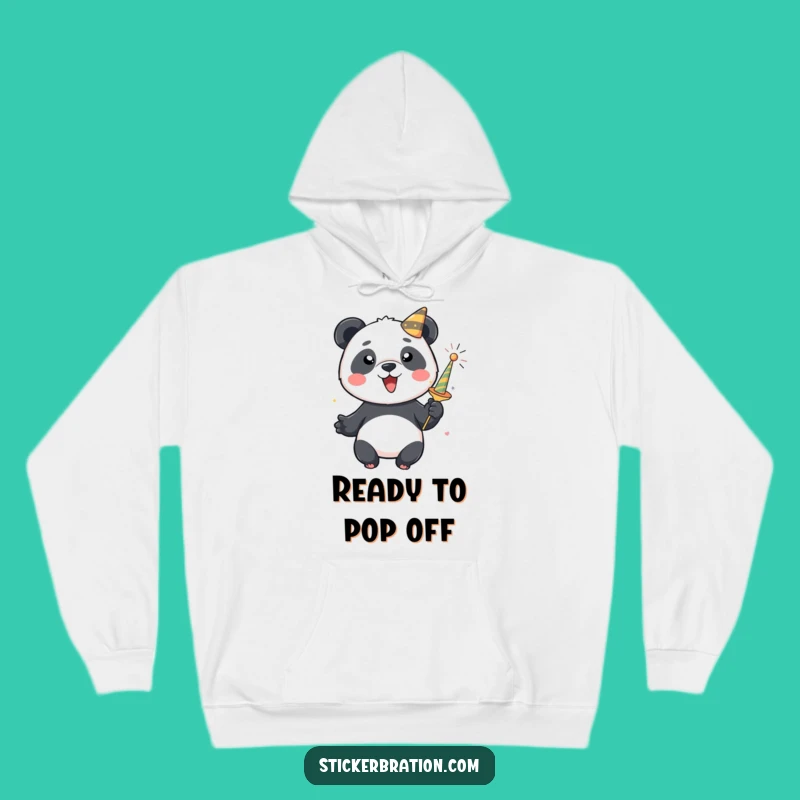 Cozy Funny Panda Party Popper Hoodie: Stay Warm and Festive with This Design