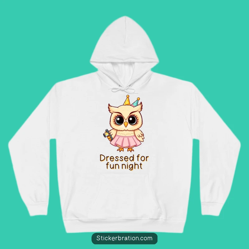 Cozy Funny Party Owl Hoodie - Stay Warm with Whimsical Character Art
