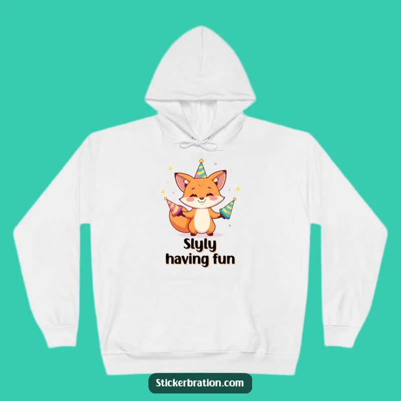 Funny Fox Juggling Hoodie: Cozy Playful Party Hat Wear for Comfort