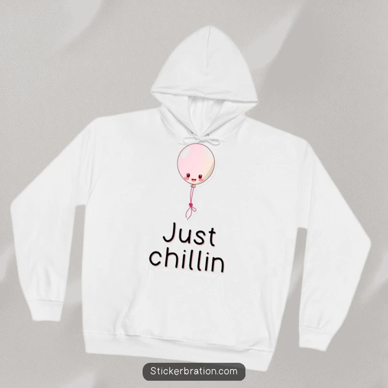 Funny Hoodie: A whimsical balloon sticker character joyfully lassoes a string while floating, spreading infectious happiness and warmth.