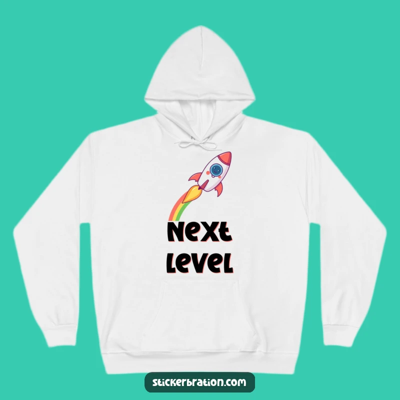 Funny Rocket Hoodie - Cozy Up with Cosmic Rainbow Adventures