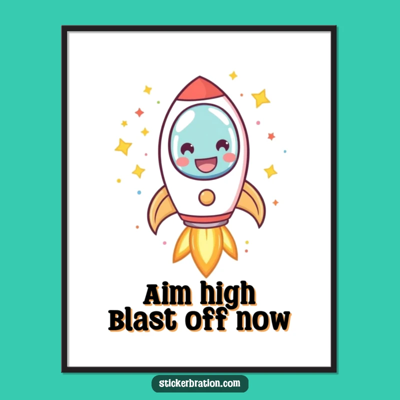 Free Printable Rocket Art: Blasting Off Wall Art, Energetic & Funny Downloadable Decor