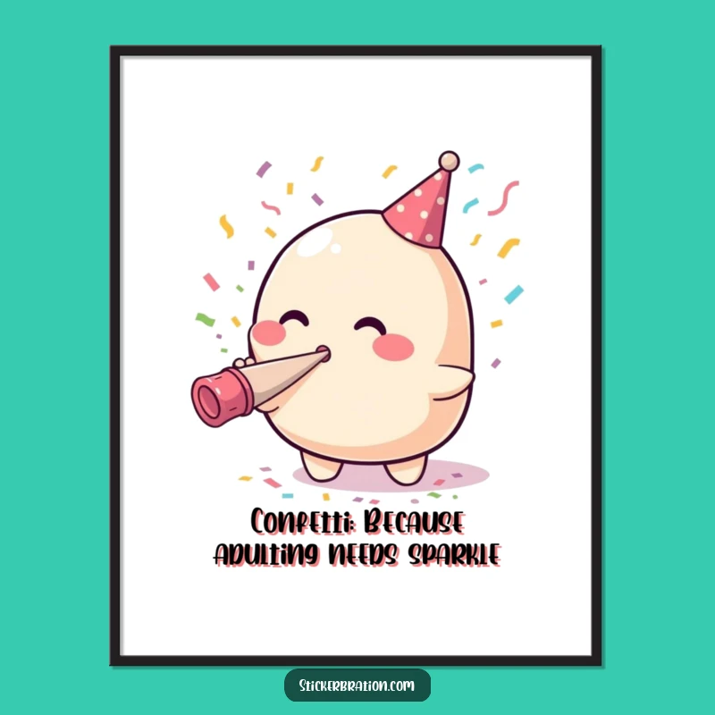 Free Printable Funny Wall Art: Blob's Party Horn Blast! Hilarious Downloadable Decor.