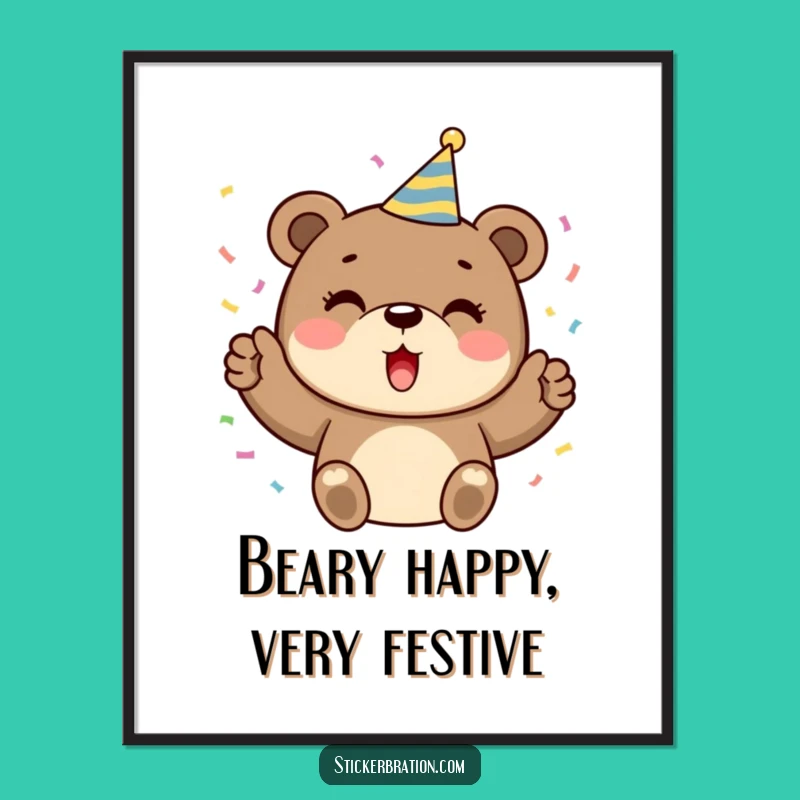 Free Printable Bear Party Wall Art - Cheerful Downloadable Decor for Festive Spaces