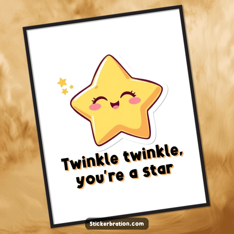Funny Free Printable Wall Art: A smiling star character winks energetically, leaving a vibrant, shimmering trail across the design.