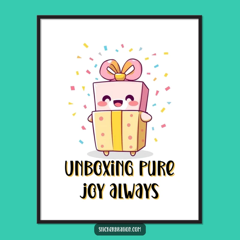 Free Printable Gift Box Wall Art - Confetti Burst Funny Decor