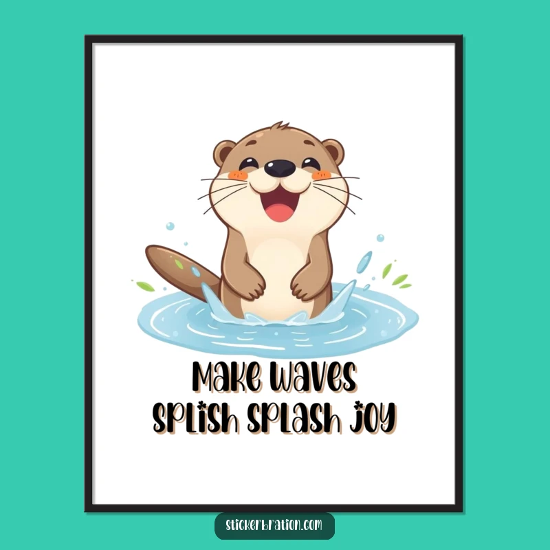 Free Printable Wall Art: Otter's Delightful Splash, Funny Downloadable Decor, DIY Cute Art