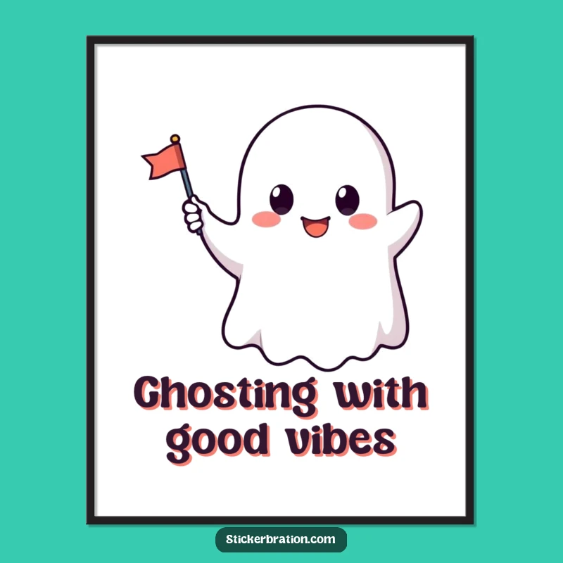 Free Printable Wall Art: Cute Ghost Waves - Funny Downloadable Decor