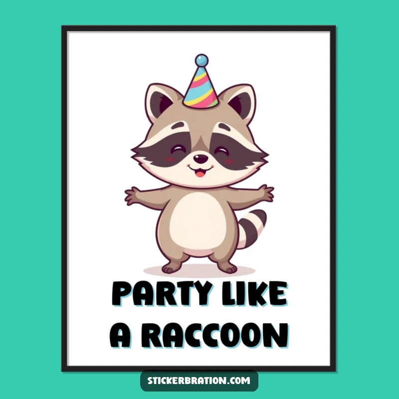 Happy Jigging Raccoon: Funny Free Printable Wall Art Downloadable Decor