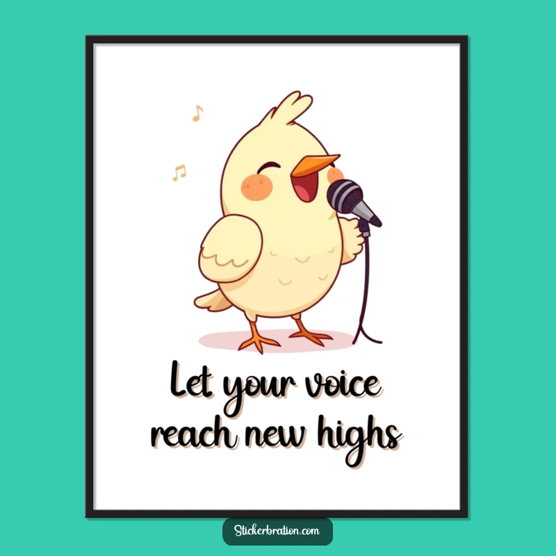 Funny Free Printable Wall Art: Singing Bird Star, Quirky Downloadable Decor