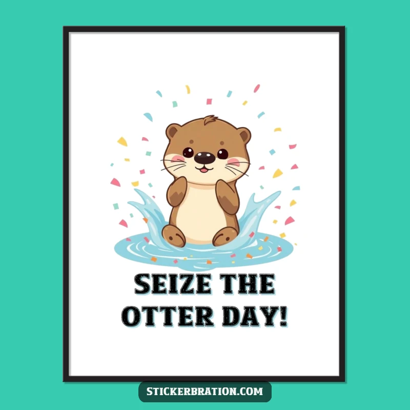 Playful Otter Splash: Funny Free Printable Wall Art Downloadable Decor