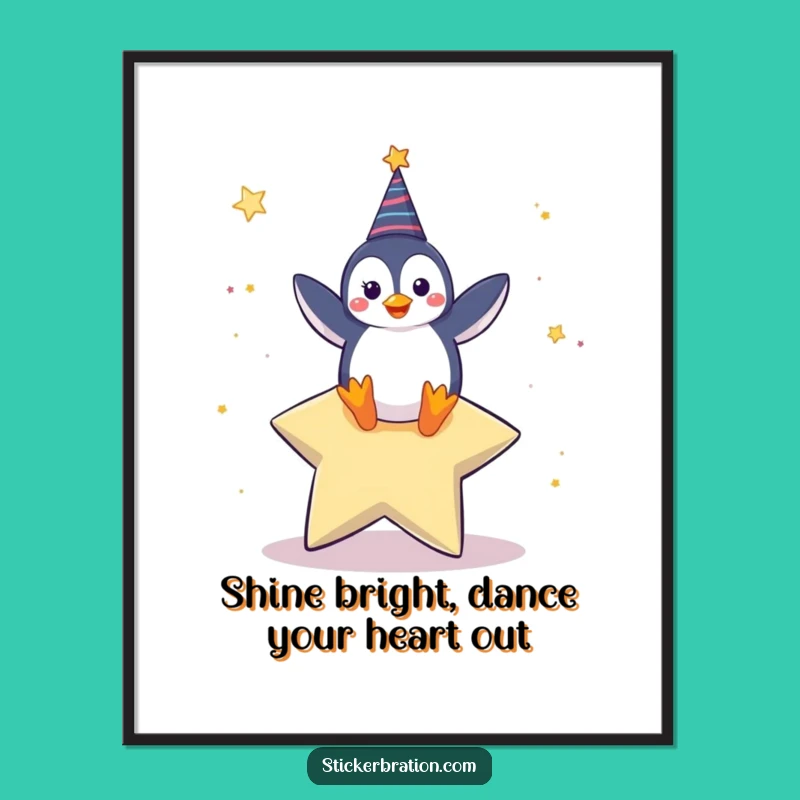 Free Printable Wall Art: Penguin's Star Power! Funny Downloadable Decor