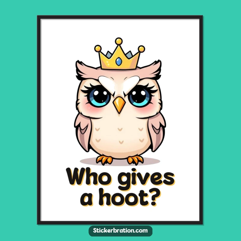 Free Printable Wall Art: Comical Owl Party Crown Decor
