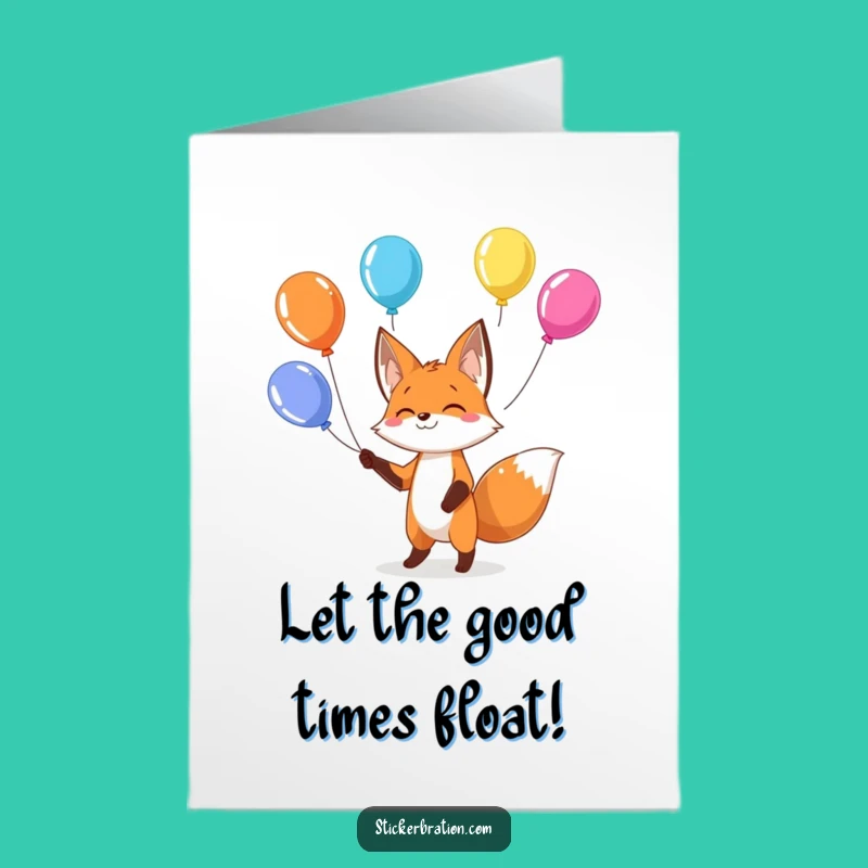 Free Printable Birthday Card: Fox Juggling Balloons, Funny Downloadable Gift, DIY Fun