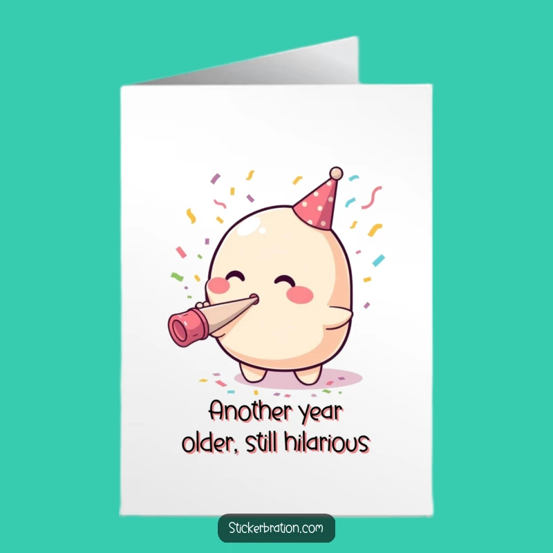 Free Printable Funny Birthday Card: Cute Blob Horn Blast! Perfect Downloadable Gift.