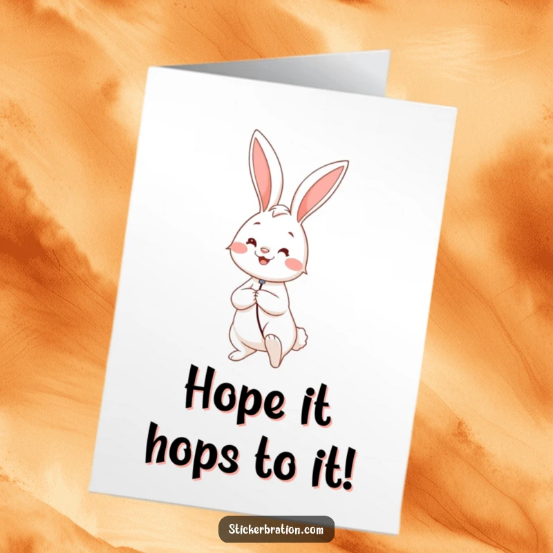 Funny Free Printable Birthday Card: A smiling rabbit holding a huge, colorful balloon, ready to celebrate with cheerful vibes.