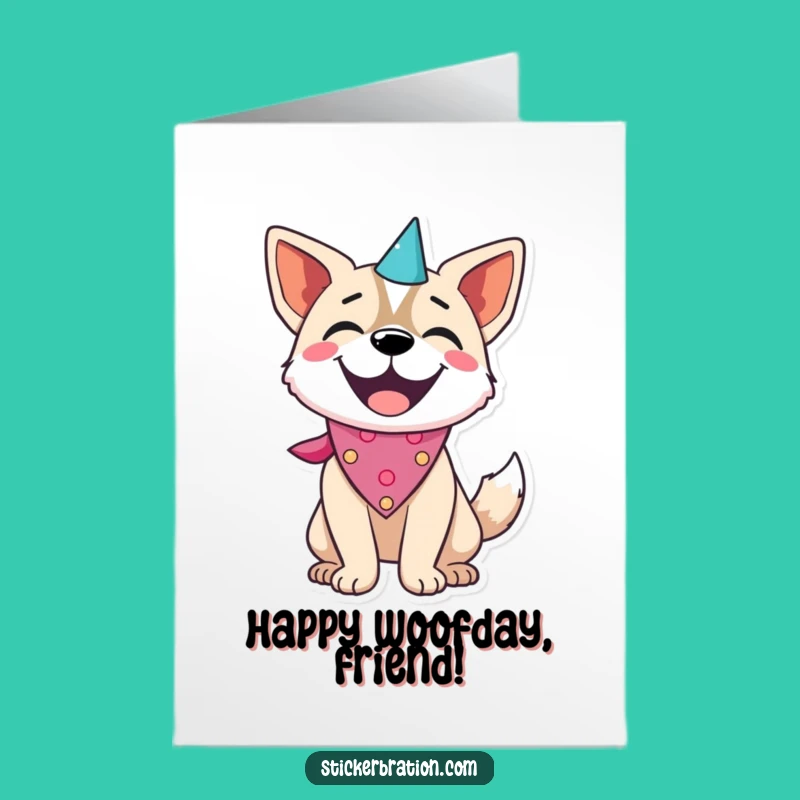 Free Printable Birthday Card: Party Dog with Wagging Tail Downloadable Gift