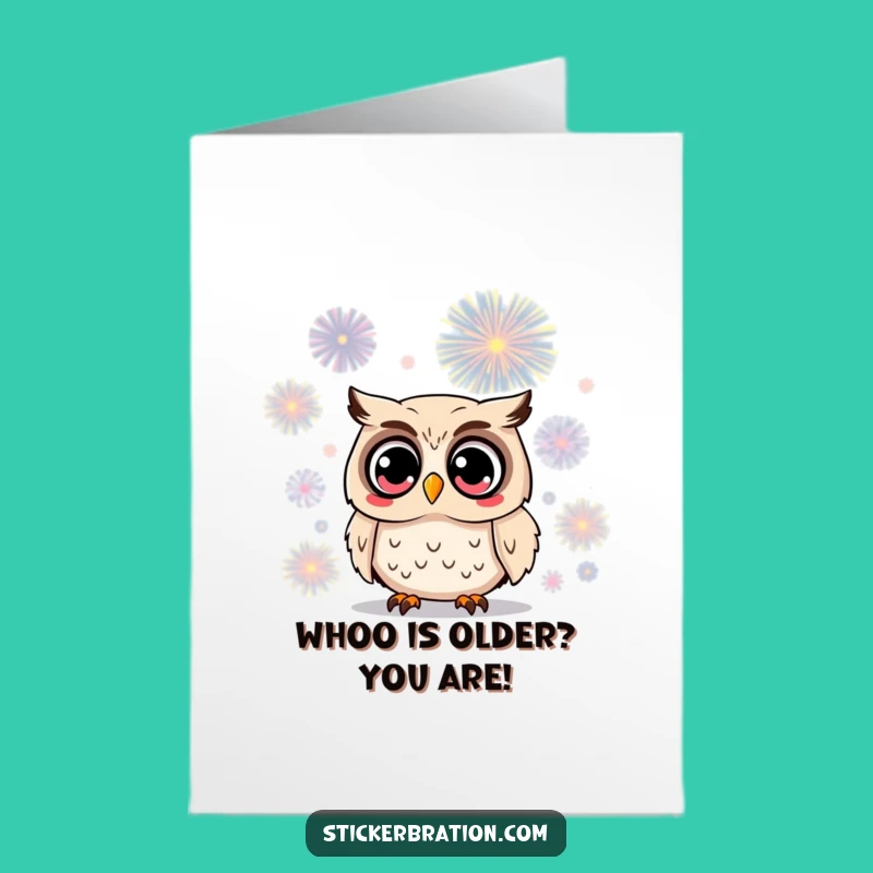 Free Printable Birthday Card: Surprised Owl Firework, Funny Downloadable Gift