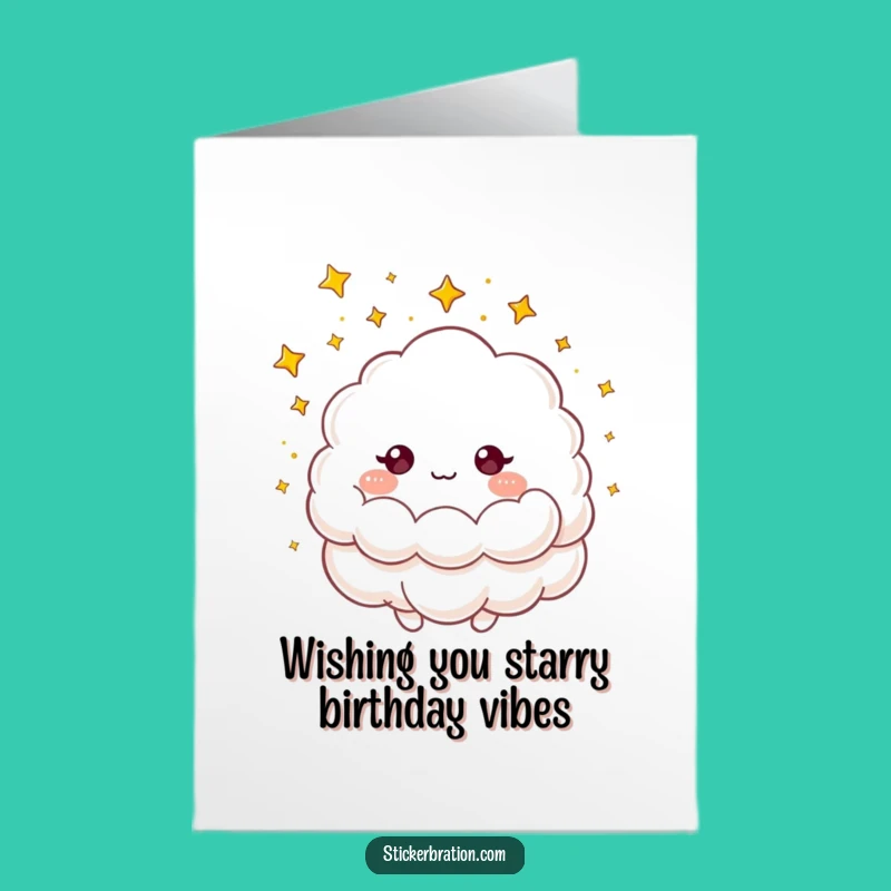 Free Printable Funny Birthday Card: Cloud Showering Stars! Perfect Downloadable Gift.