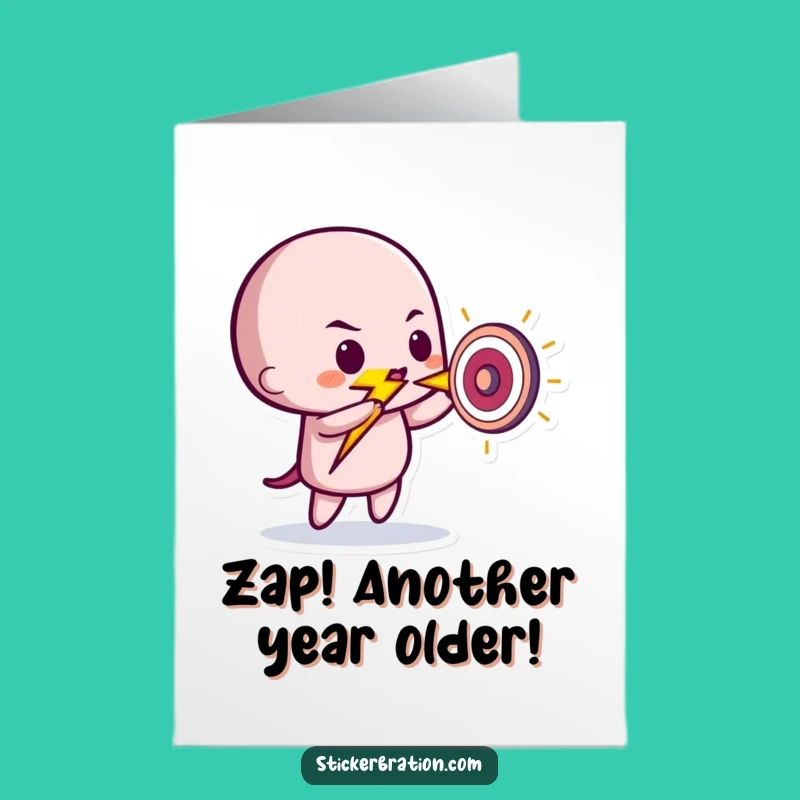 Free Printable Birthday Card: Funny Lightning Bolt Aiming High - Downloadable Greeting