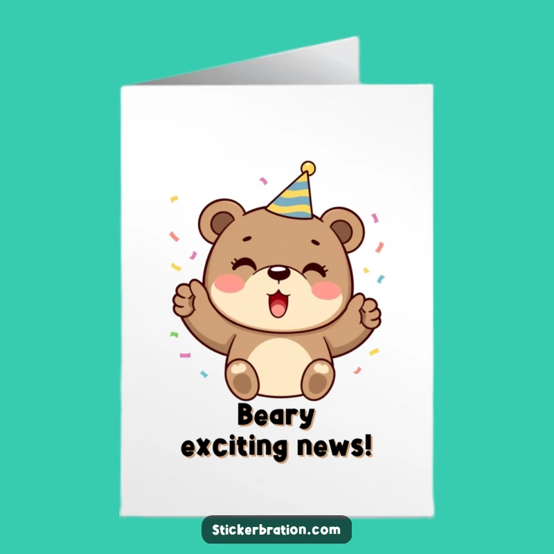 Free Printable Bear Congrats Card - Cheerful Confetti Downloadable Gift for Big Wins
