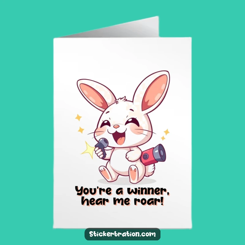 Free Printable Congrats Card: Bunny Sparkle Noisemaker Surprise Downloadable Gift