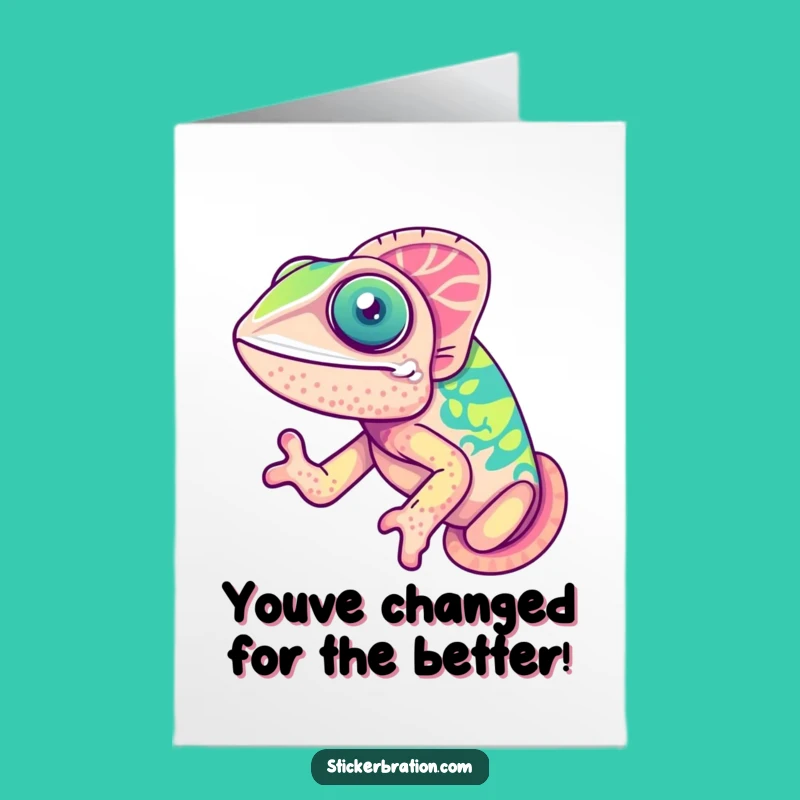 Free Printable Congrats Card: Joyful Chameleon's Color Blast, Hilarious Downloadable for Any Win
