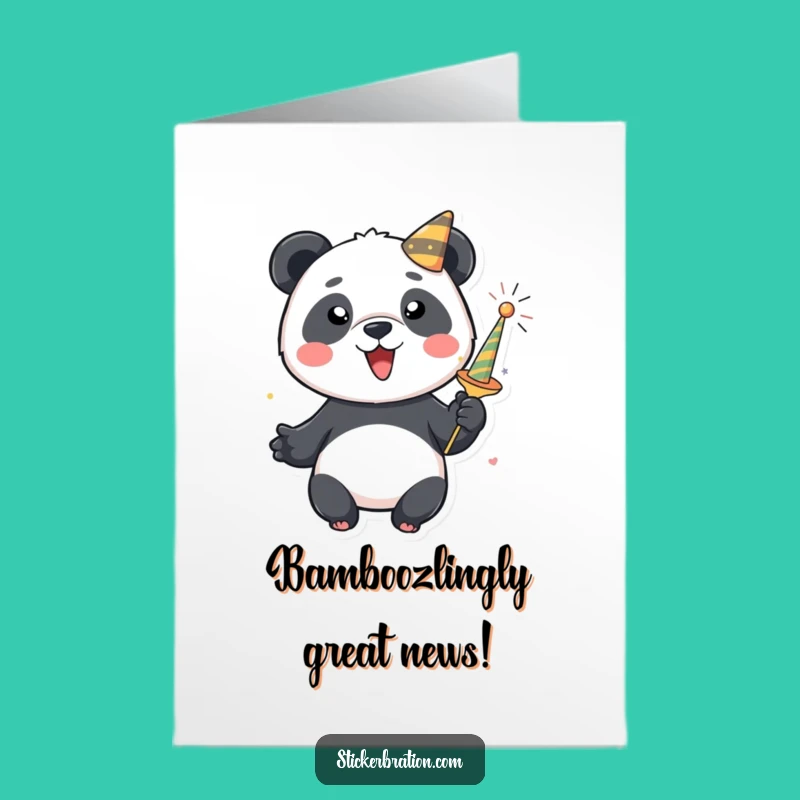 Free Printable Congrats Card: Playful Panda Party Popper, Downloadable