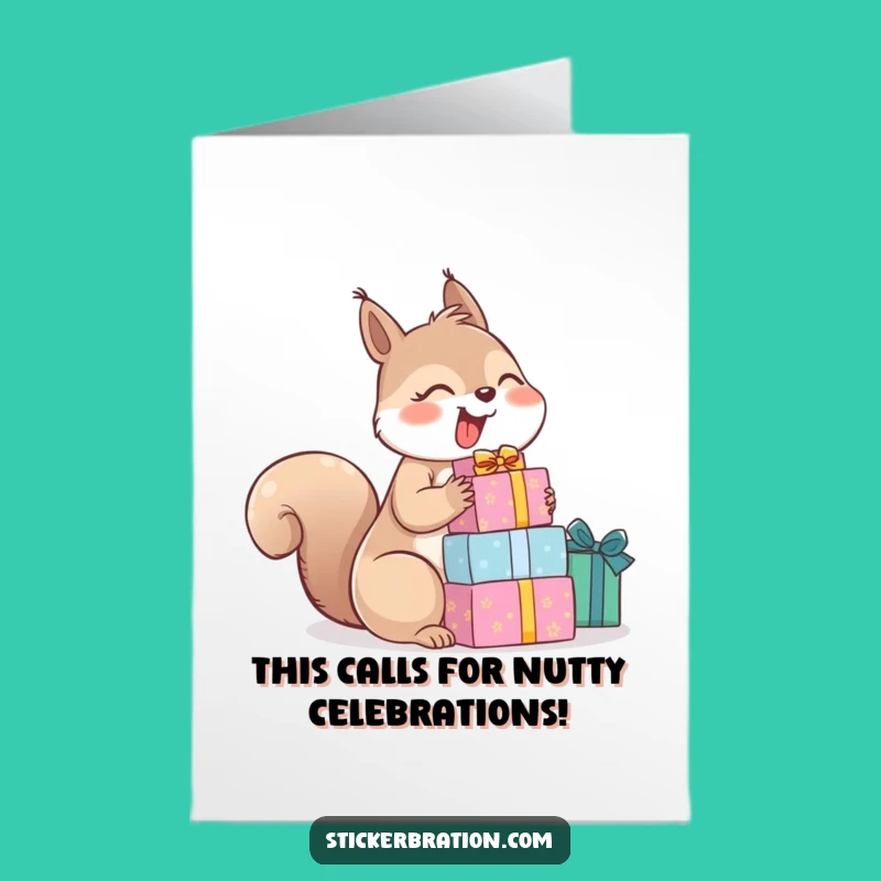 Free Printable Congrats Card: Squirrel Gift Stack Download