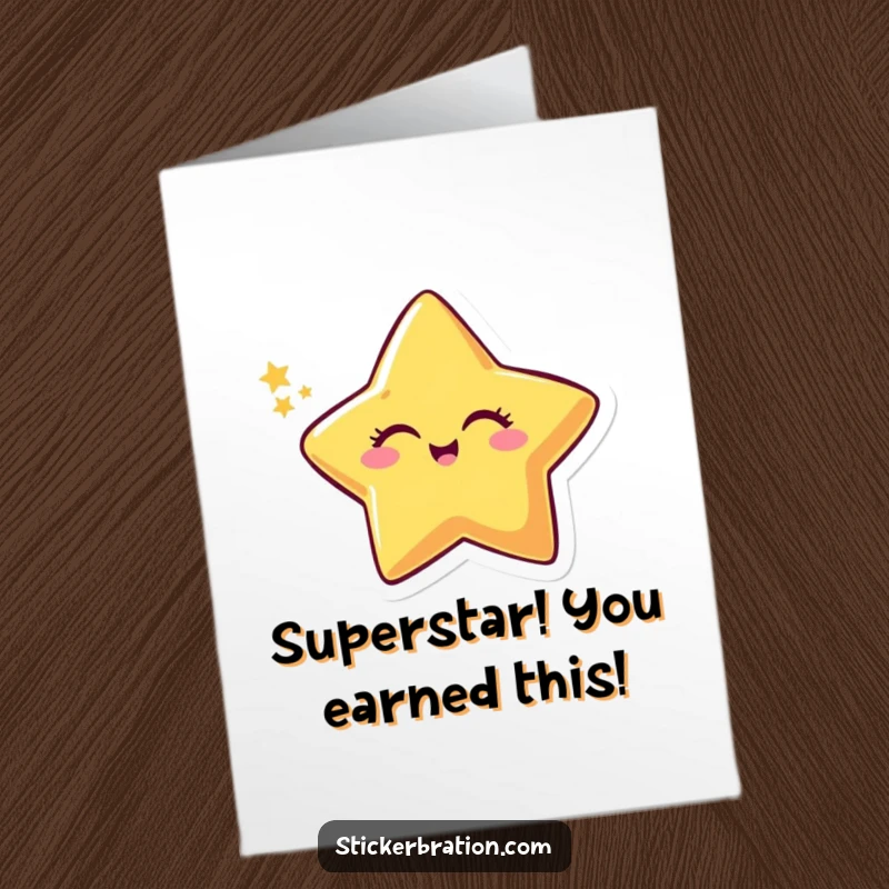 Funny Free Printable Congratulations Card: A smiling star winks with a bright, sparkly trail, signifying stellar achievement.