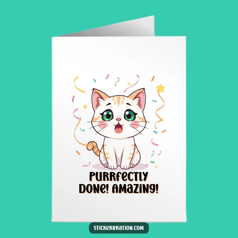 Free Printable Surprised Cat Congratulations Card: Funny Downloadable Big News!