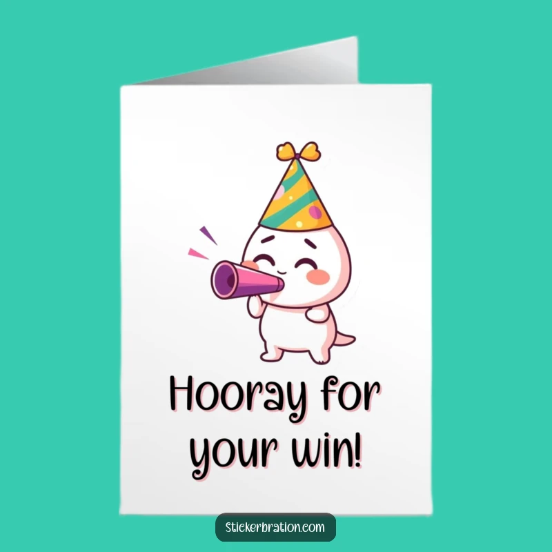Free Printable Party Hat Congrats Card - Noisemaker Excitement Downloadable & Print at Home