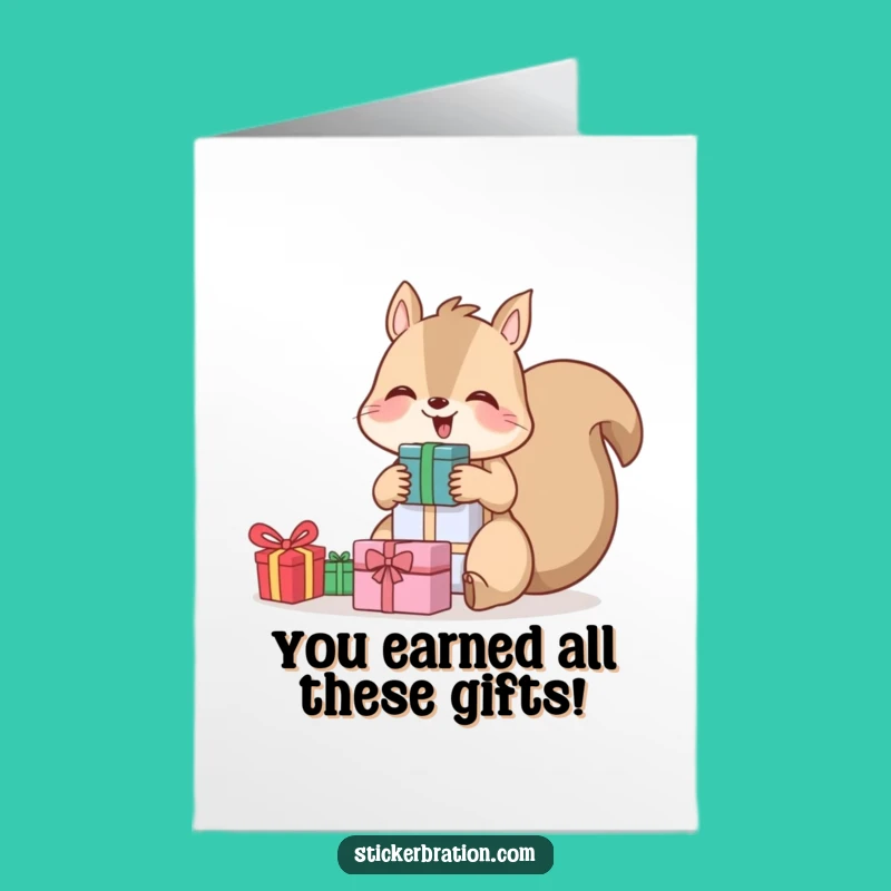 Free Printable Congratulations Card: Giggling Squirrel's Gift Haul Funny Downloadable Gift