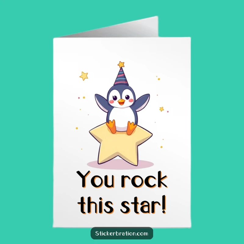 Free Printable Congrats Card: Penguin's Star Move! Downloadable Celebration