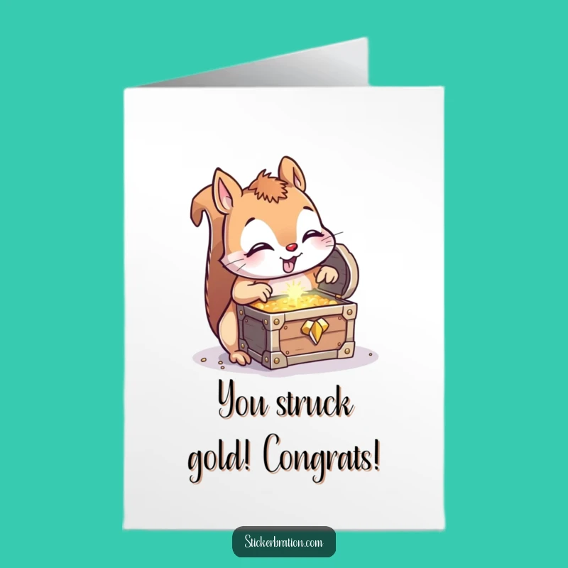 Free Printable Congrats Card: Squirrel Discovers Funny Treasure, A Winning Gift